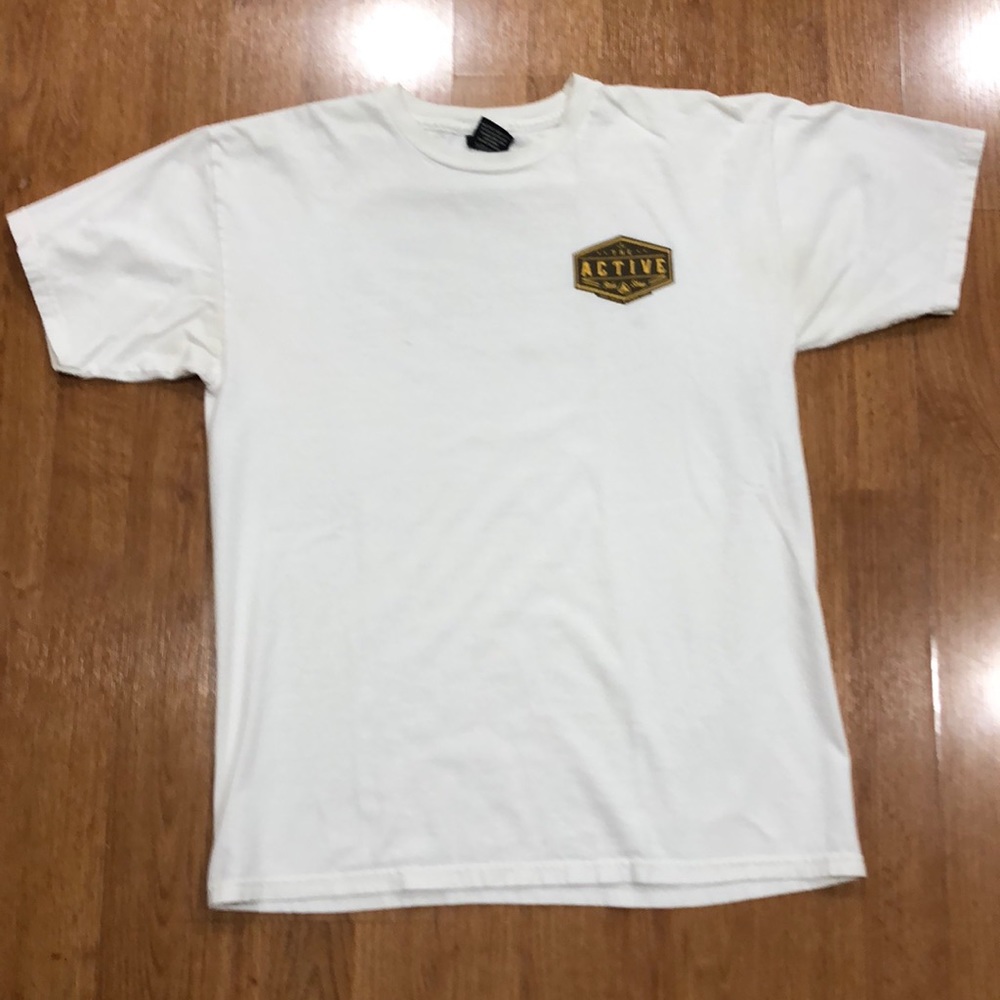 Medium Active White Brown and Yellow Shirt.